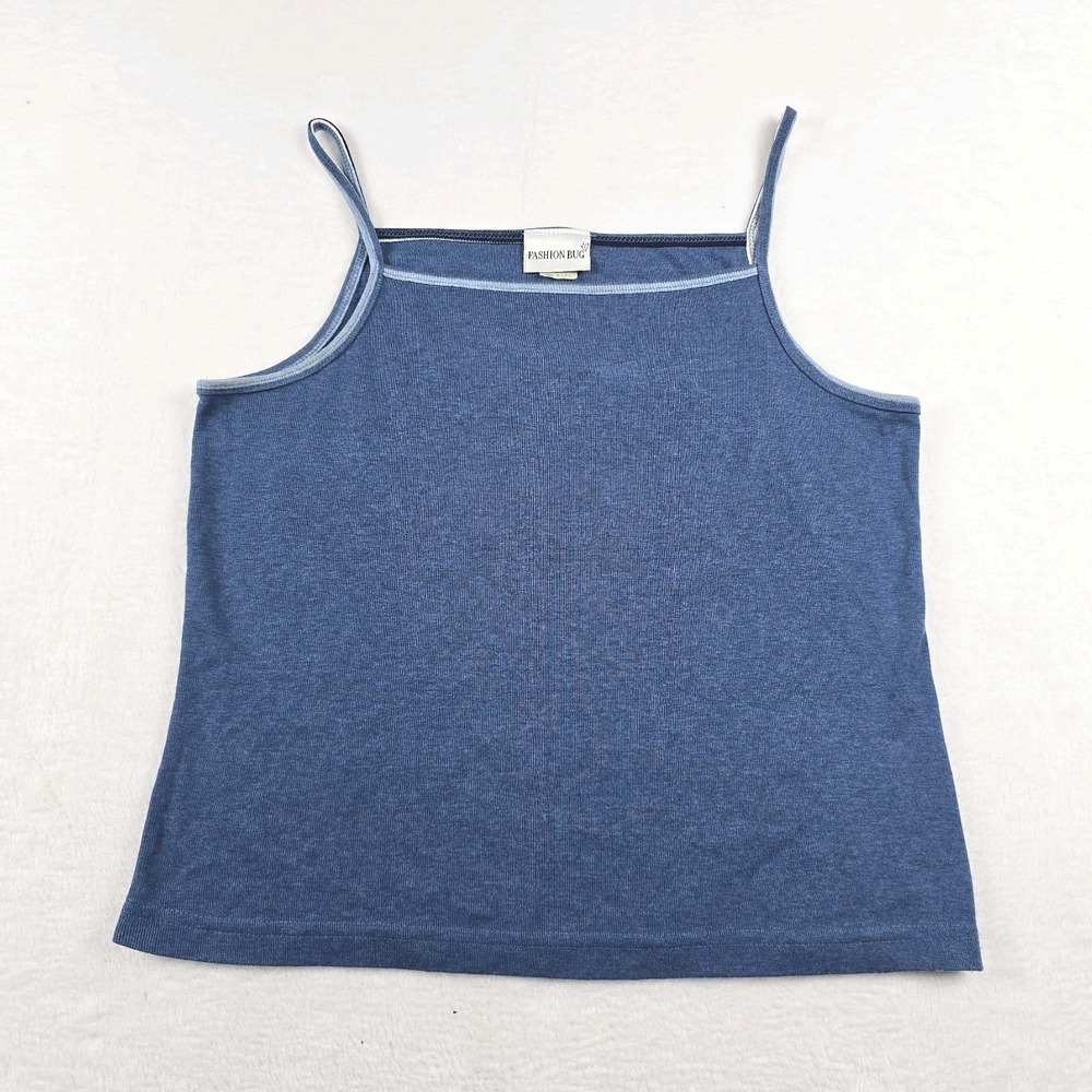 Vintage Fashion Bug Blue Spaghetti Strap Cami Tank Top Acrylic 90s USA Large